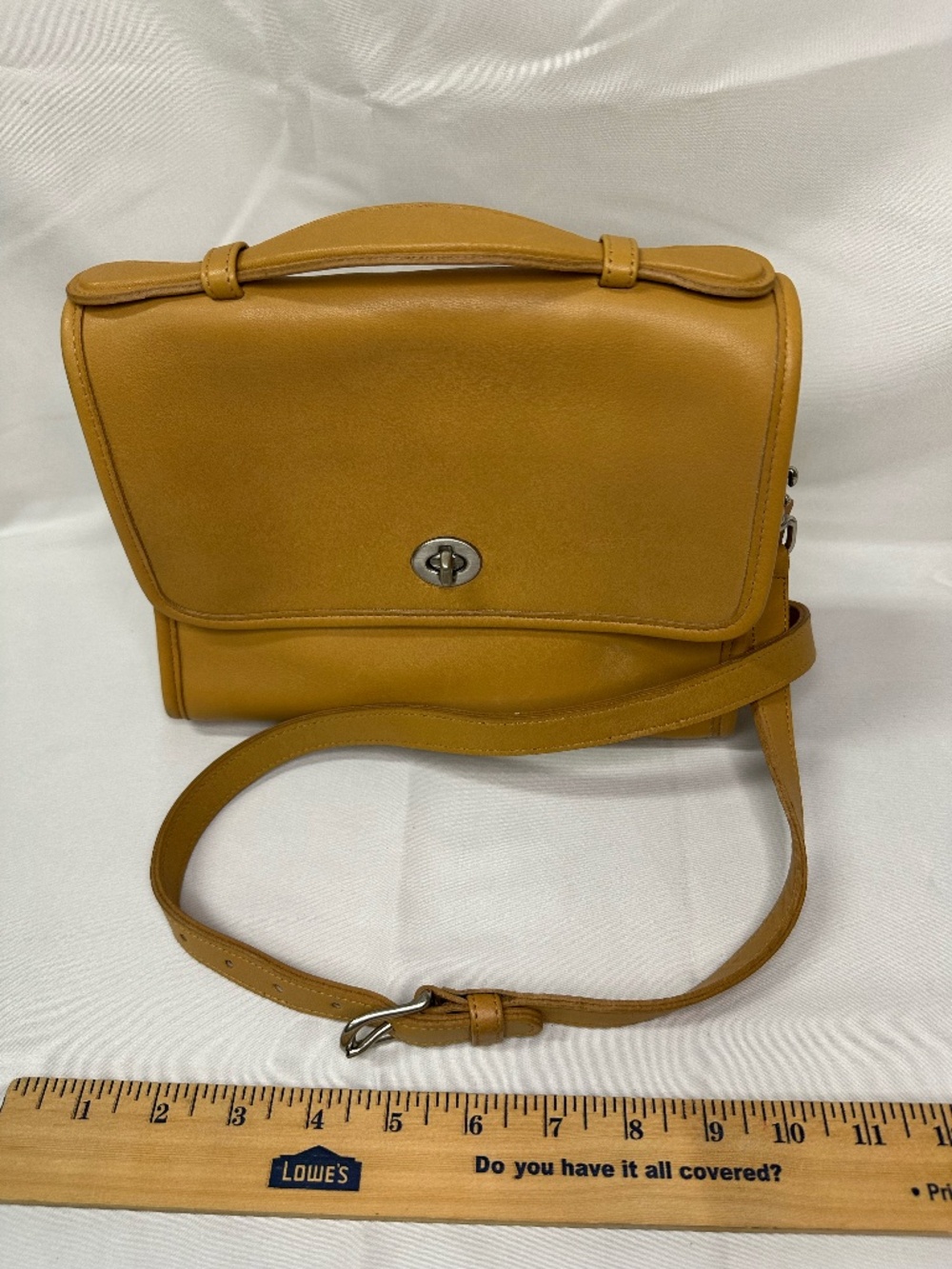 COACH VINTAGE #9870 Flap Top Hand Shoulder Bag 90s USA - British Tan & Nickel